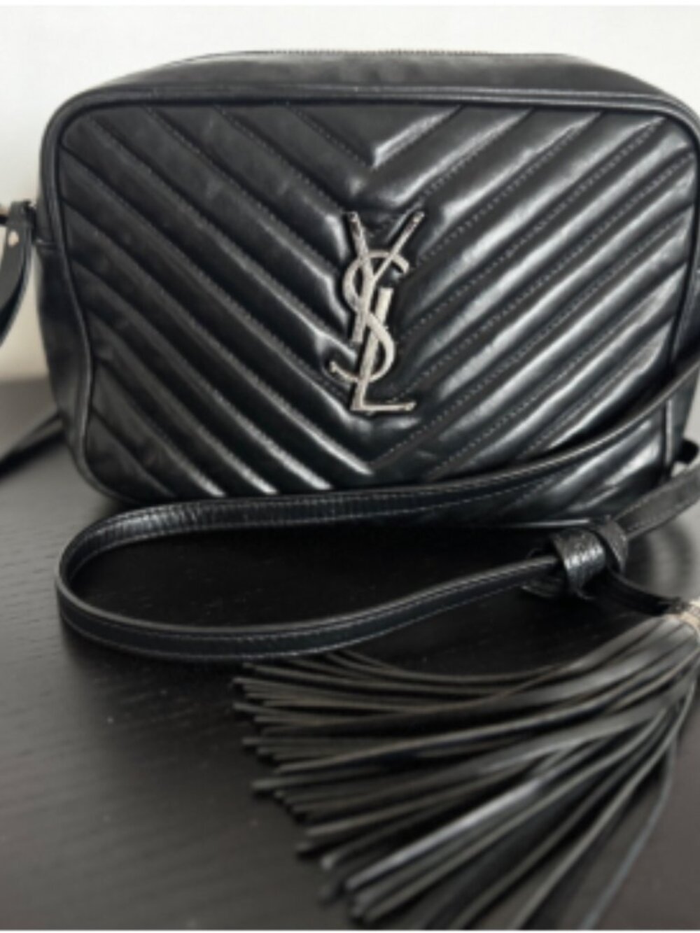 YSL Lou Black Leather Camera Bag